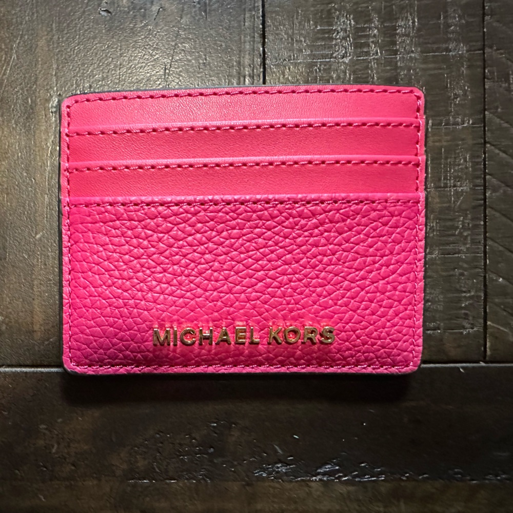 Michael Kors electric pink jet set travel wallet with ID slot. New with tags.